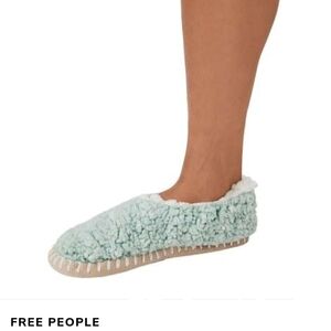 Free People Soft Green Fuzzy Slippers